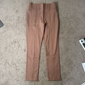Betabrand Power Down High Rise Dress Pant Yoga Mauve Pull On Stretch Ponte Large